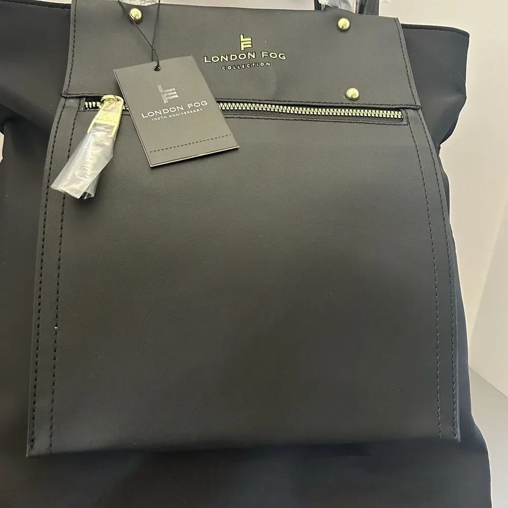 London Fog Nordic Multimedia Tote Black Medium Bag Purse